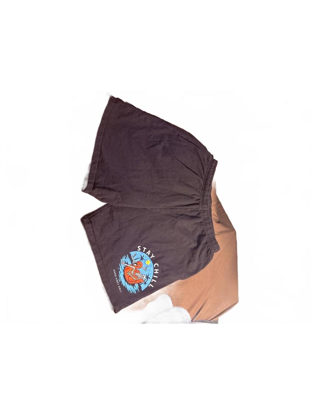 Thirty Single Stay Chill Good Vibes Only Black Cotton Blend Shorts Size 2X